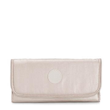 Kipling Money Land Metallic Snap Plånbok Beige | SE 1428MQ